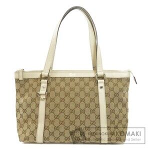Gucci Abbey GG Canvas Tote Bag beige brown canvas ivory White